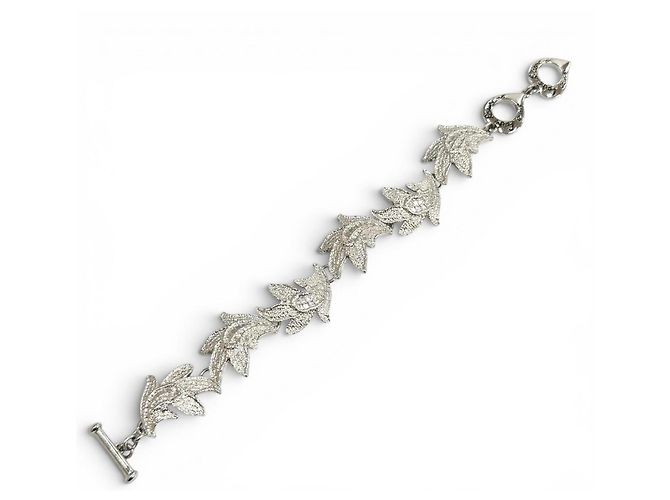 Bracciale con chiusura a cuore placcato rodio Yves Saint Laurent Argento - vista 3