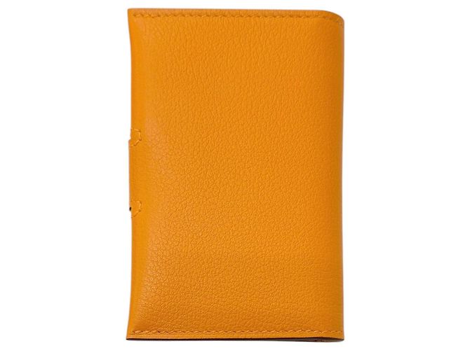 Hermès Hermes R.M.S. Evercolor Clou de Selle Leather Card Case Golden - view 3