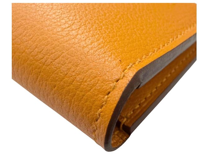 Hermès Hermes R.M.S. Evercolor Clou de Selle Leather Card Case Golden - view 6