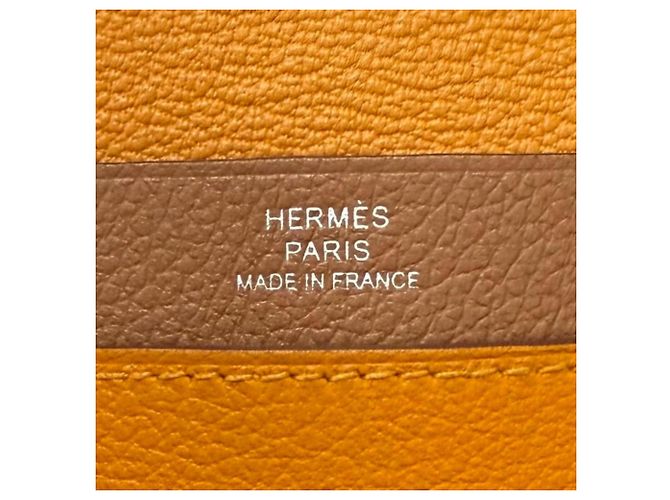 Hermès Hermes R.M.S. Evercolor Clou de Selle Leather Card Case Golden - view 8