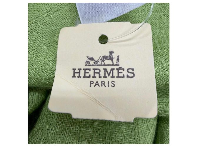 Hermès HERMES Ex-Libris Kaschmir-Seide großer Schal Hellgrün - Ansicht 10