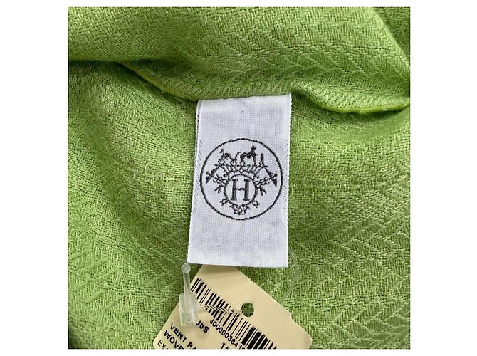 Hermès HERMES Ex-Libris Kaschmir-Seide großer Schal Hellgrün - Ansicht 8