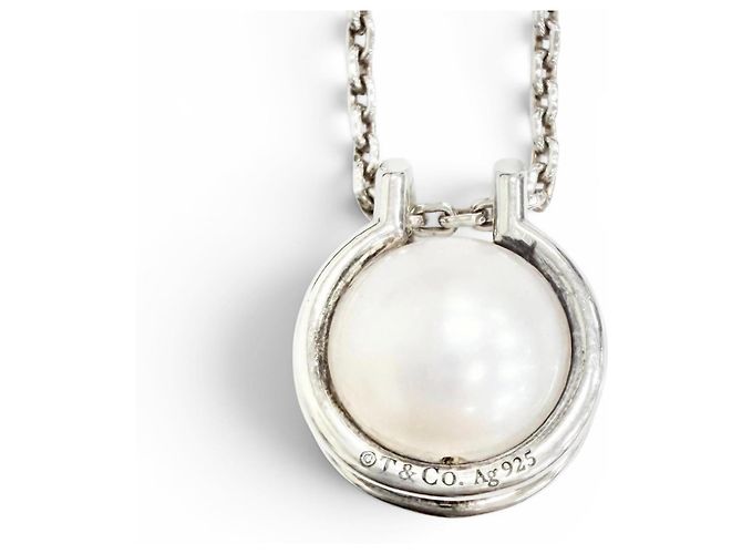 Tiffany & Co Collana con pendente a maglie Tiffany HardWear in perle d'acqua dolce Argento Bianco - vista 5