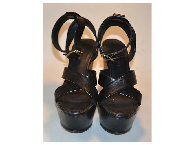 Victoria Beckham Sandali con zeppa in pelle nera Nero - vista 3