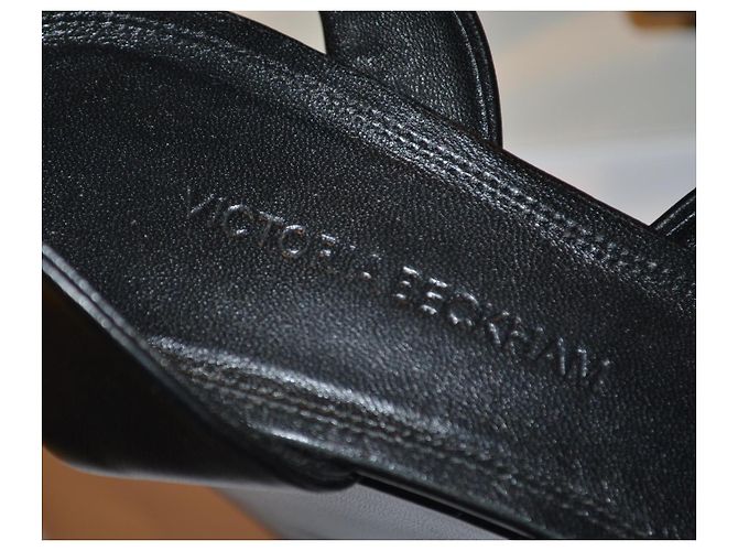 Victoria Beckham Sandali con zeppa in pelle nera Nero - vista 7