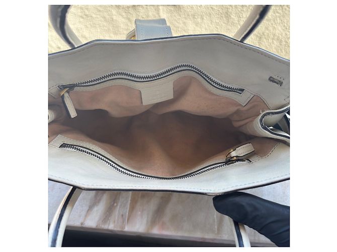 Borsa a mano Gucci in pelle beige - vista 8