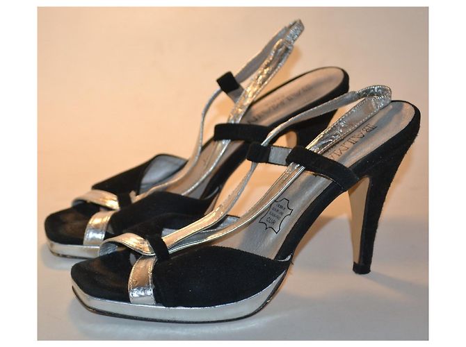 Sandali con tacco Balmain neri e argento Nero - vista 2