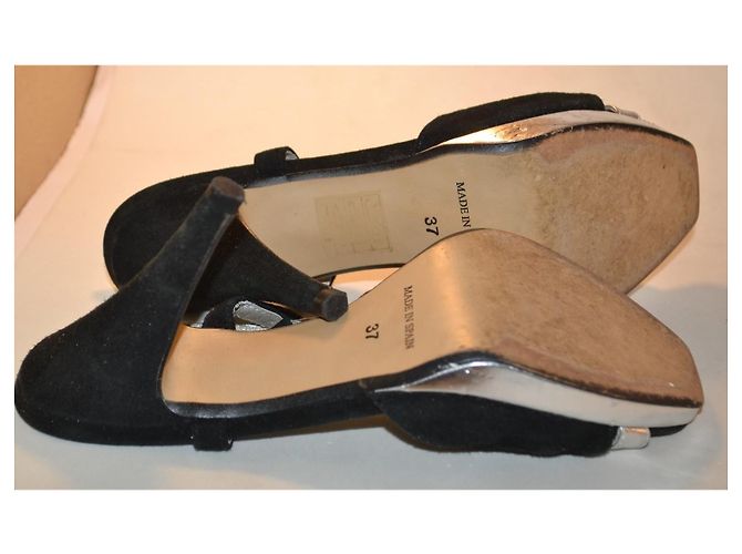 Sandali con tacco Balmain neri e argento Nero - vista 6