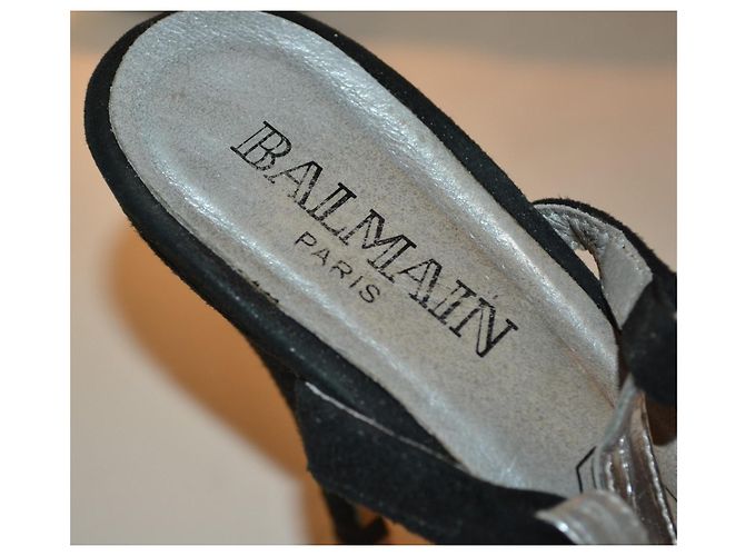Sandali con tacco Balmain neri e argento Nero - vista 7