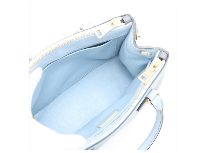 Prada Borsa a Mano Galleria Small Saffiano Lux Leather Blue - vista 11
