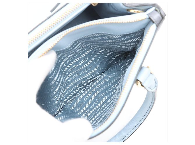 Prada Borsa a Mano Galleria Small Saffiano Lux Leather Blue - vista 12