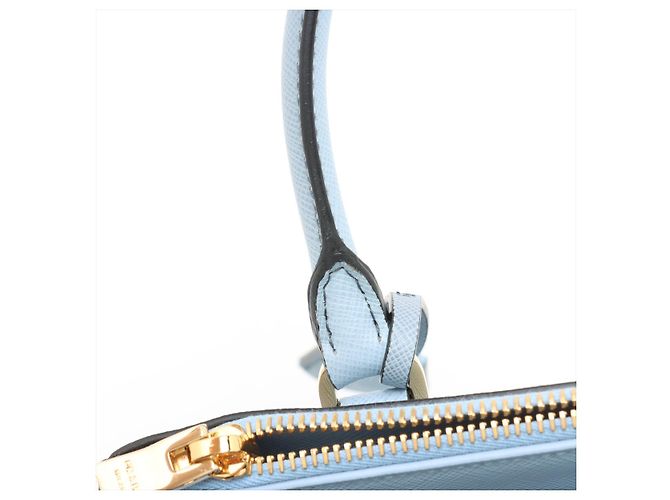 Prada Borsa a Mano Galleria Small Saffiano Lux Leather Blue - vista 17