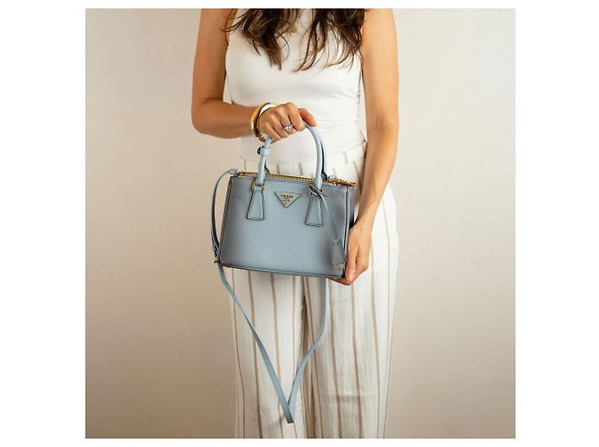 Prada Borsa a Mano Galleria Small Saffiano Lux Leather Blue - vista 2