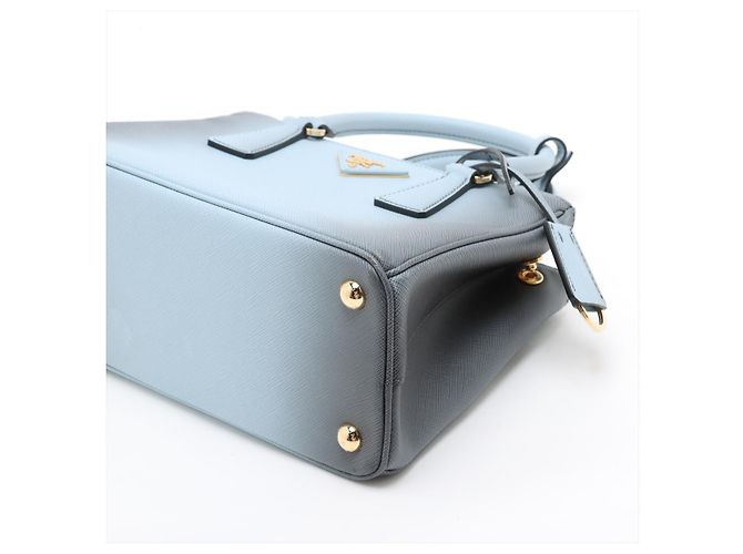 Prada Borsa a Mano Galleria Small Saffiano Lux Leather Blue - vista 6
