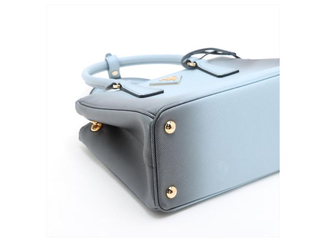 Prada Borsa a Mano Galleria Small Saffiano Lux Leather Blue - vista 7