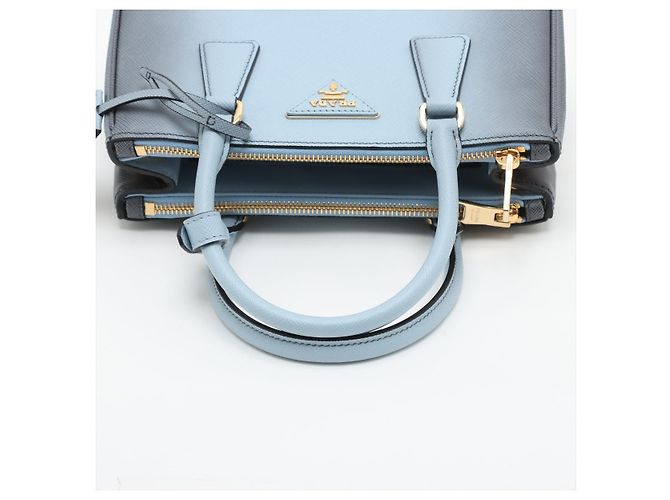 Prada Borsa a Mano Galleria Small Saffiano Lux Leather Blue - vista 8