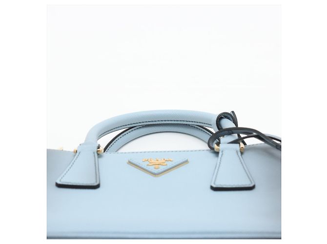 Prada Borsa a Mano Galleria Small Saffiano Lux Leather Blue - vista 9