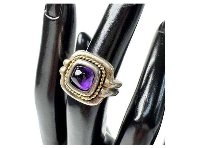 Tiffany & Co. Vintage Amethyst quadratischer Ring Silber Golden Lila - Ansicht 2