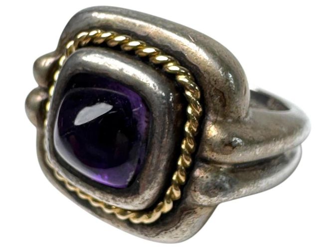 Tiffany & Co. Vintage Amethyst quadratischer Ring Silber Golden Lila - Ansicht 3