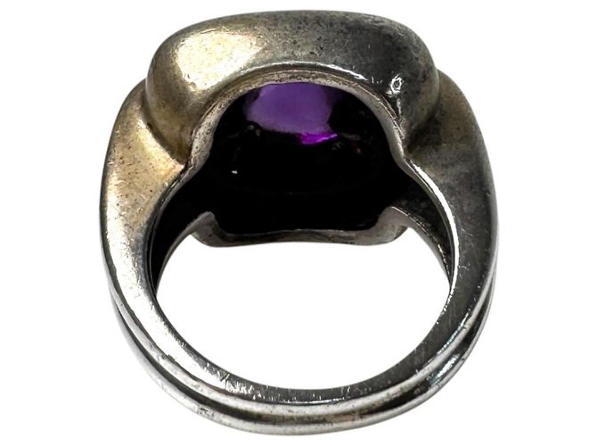 Tiffany & Co. Vintage Amethyst quadratischer Ring Silber Golden Lila - Ansicht 4