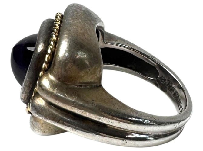 Tiffany & Co. Vintage Amethyst quadratischer Ring Silber Golden Lila - Ansicht 6