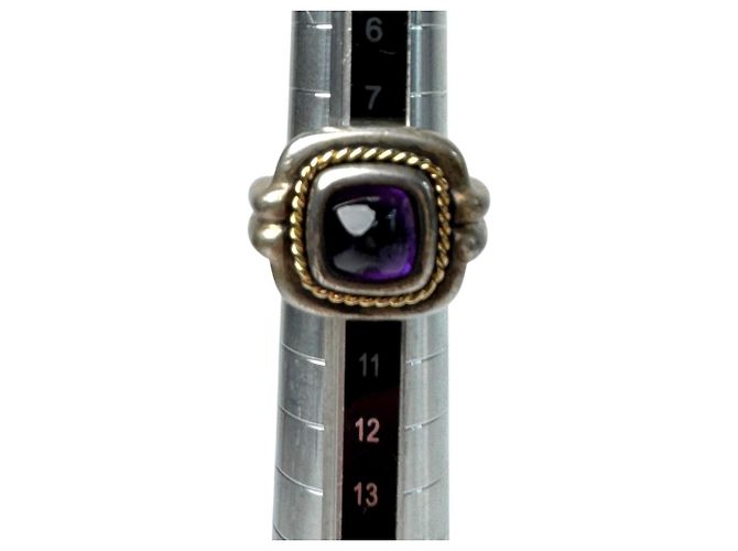 Tiffany & Co. Vintage Amethyst quadratischer Ring Silber Golden Lila - Ansicht 9