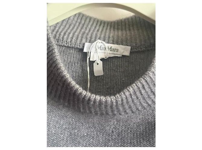 Max Mara Pulôver de lã cinza de mangas curtas - vista 3