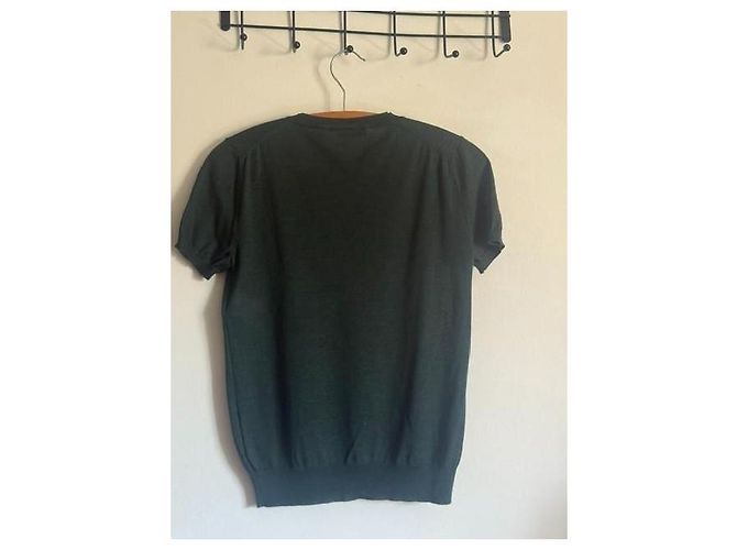 Christian Dior Kurzarm-Pullover aus Kaschmir und Seide - Grün Dunkelgrün - Ansicht 3