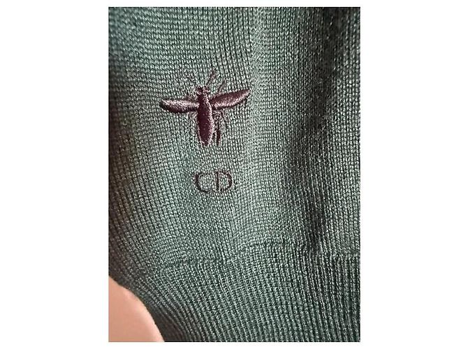 Christian Dior Kurzarm-Pullover aus Kaschmir und Seide - Grün Dunkelgrün - Ansicht 6
