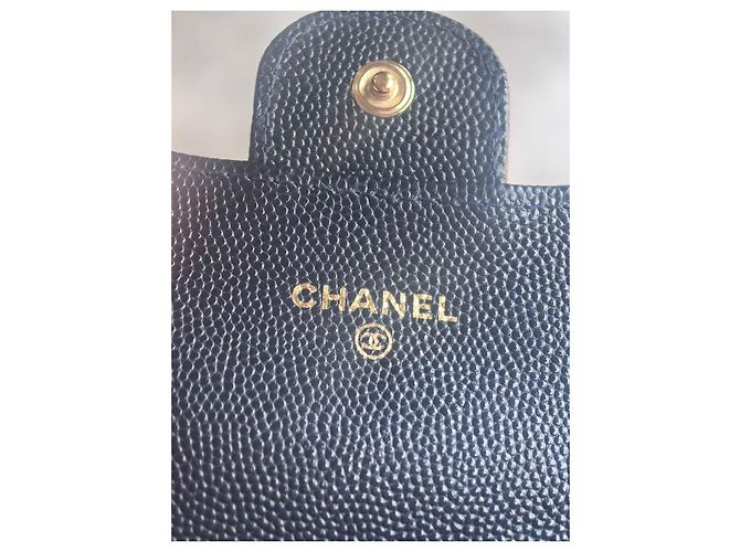Chanel Tarjetero de piel caviar acolchado - Navy Azul oscuro - vista 10