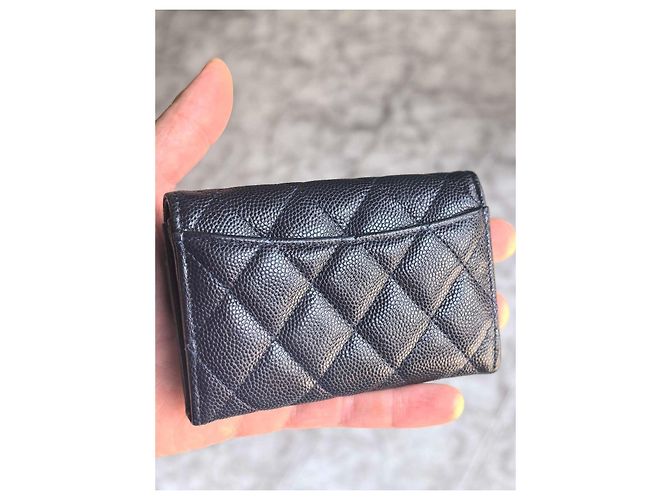 Chanel Tarjetero de piel caviar acolchado - Navy Azul oscuro - vista 2