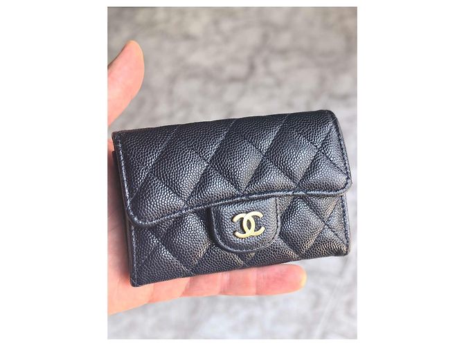 Chanel Tarjetero de piel caviar acolchado - Navy Azul oscuro - vista 3