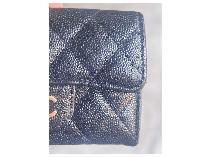 Chanel Tarjetero de piel caviar acolchado - Navy Azul oscuro - vista 7