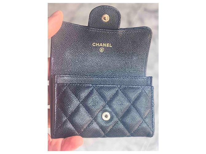 Chanel Tarjetero de piel caviar acolchado - Navy Azul oscuro - vista 8