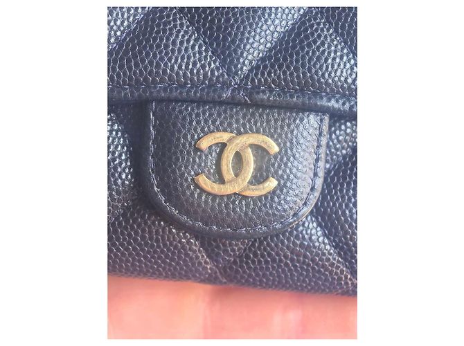 Chanel Tarjetero de piel caviar acolchado - Navy Azul oscuro - vista 9