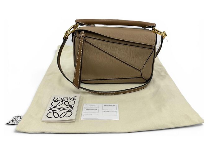 Borsa a mano Loewe Puzzle Mini 2-Way in pelle Beige - vista 2