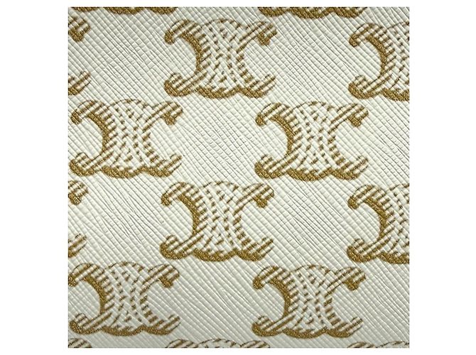 Céline Clutch Celine Triomphe Canvas Castaño Blanco roto - vista 10