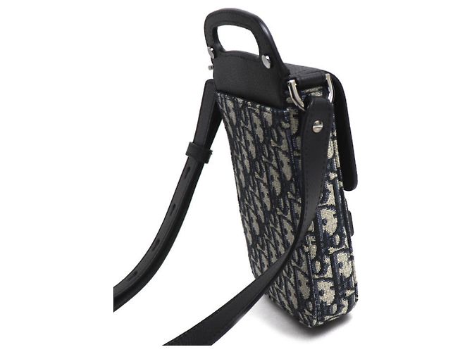 Pochette verticale a tracolla Christian Dior Oblique Saddle Nero - vista 2