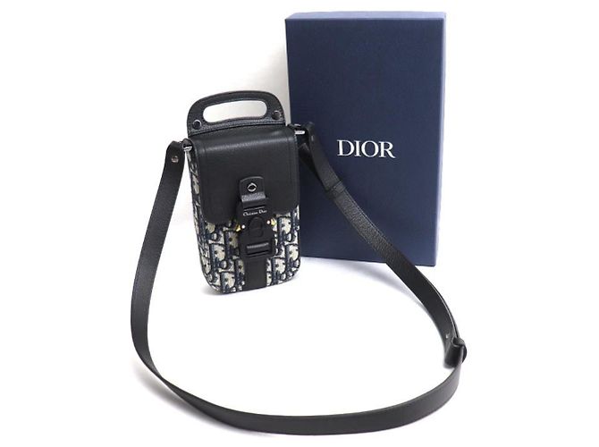 Pochette verticale a tracolla Christian Dior Oblique Saddle Nero - vista 6