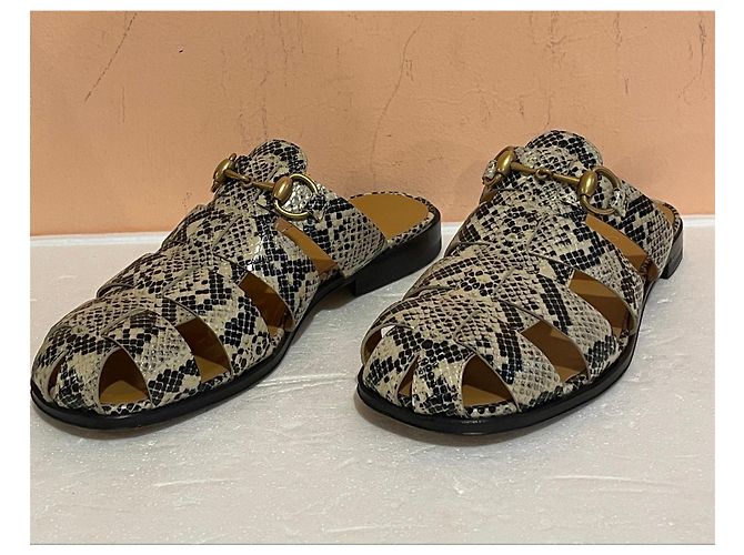 Sandálias Gucci couro efeito pitão Impressão em python Gold hardware - vista 5