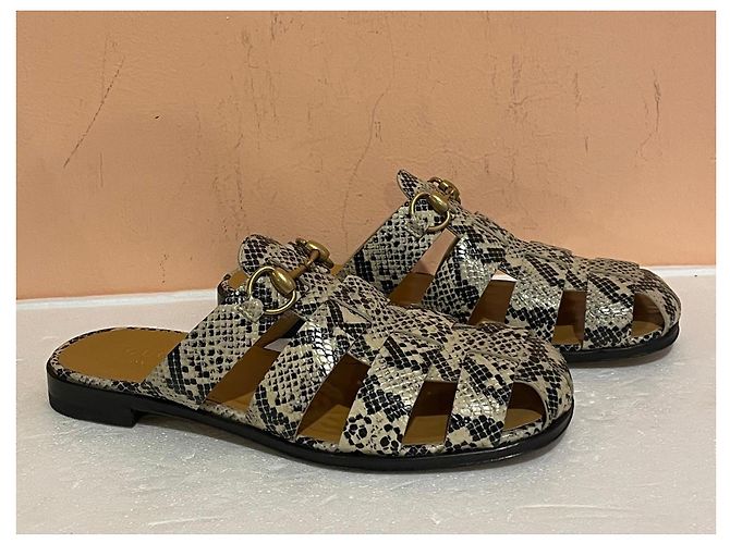 Sandálias Gucci couro efeito pitão Impressão em python Gold hardware - vista 6