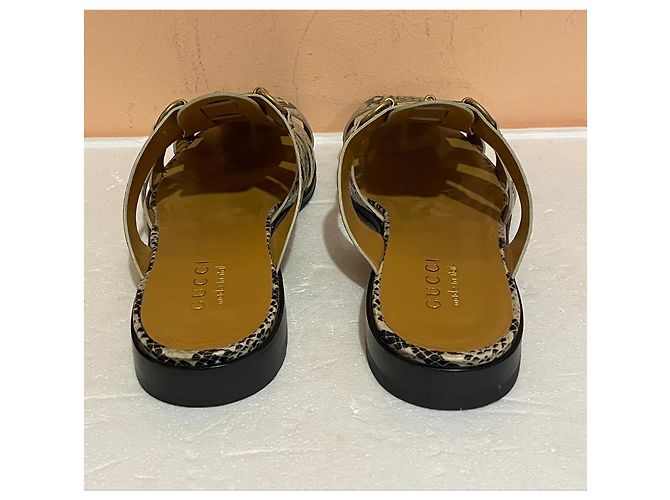 Sandálias Gucci couro efeito pitão Impressão em python Gold hardware - vista 8