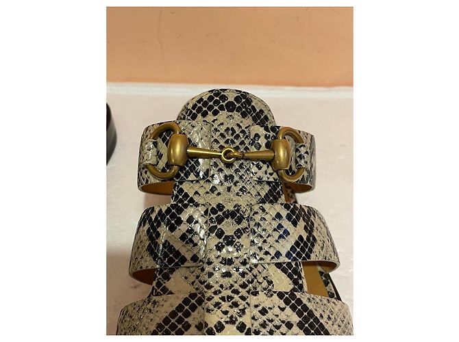 Sandálias Gucci couro efeito pitão Impressão em python Gold hardware - vista 9