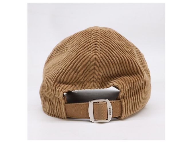Cappellino Gucci in velluto a coste marrone - vista 4