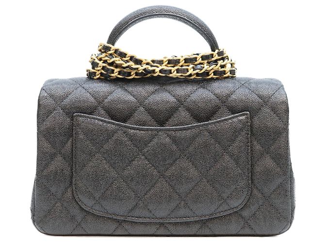 Chanel AS2431 Caviar Top Handle Mini Matelassé 20 Shoulder Bag Nero - vista 3