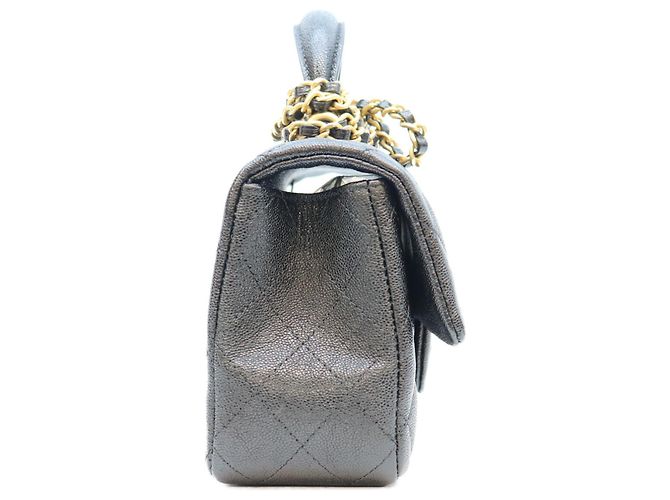 Chanel AS2431 Caviar Top Handle Mini Matelassé 20 Shoulder Bag Nero - vista 4