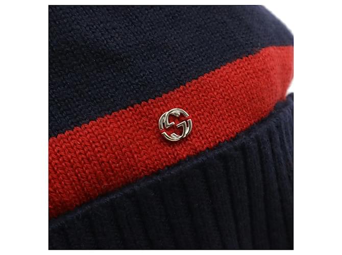 Gucci Wollmütze mit Interlocking G Logo Blau - Ansicht 3