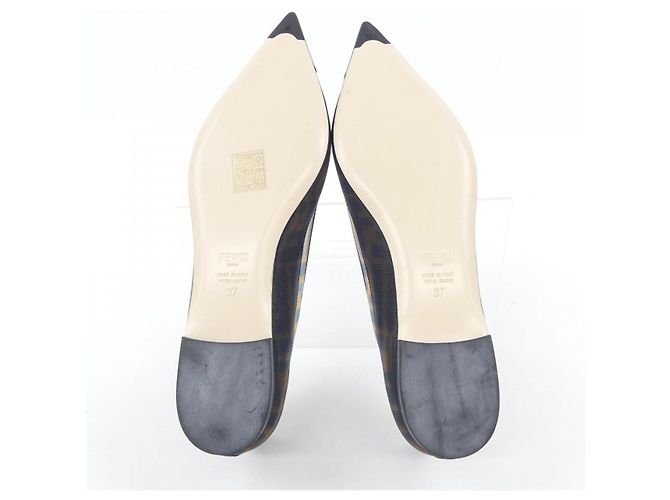 Fendi Colibri flache Schuhe aus FF-Mesh und Leder Braun Schwarz - Ansicht 4