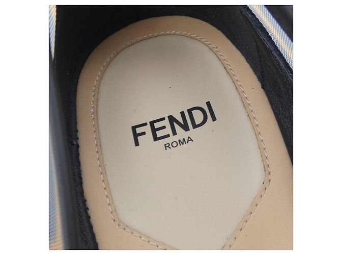 Fendi Colibri flache Schuhe aus FF-Mesh und Leder Braun Schwarz - Ansicht 6