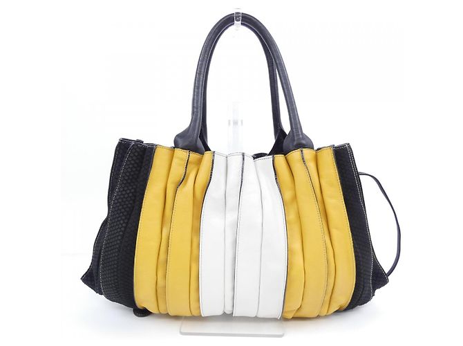 Autre Marque LUPO Tasche Schwarz Weiß Gelb - Ansicht 3